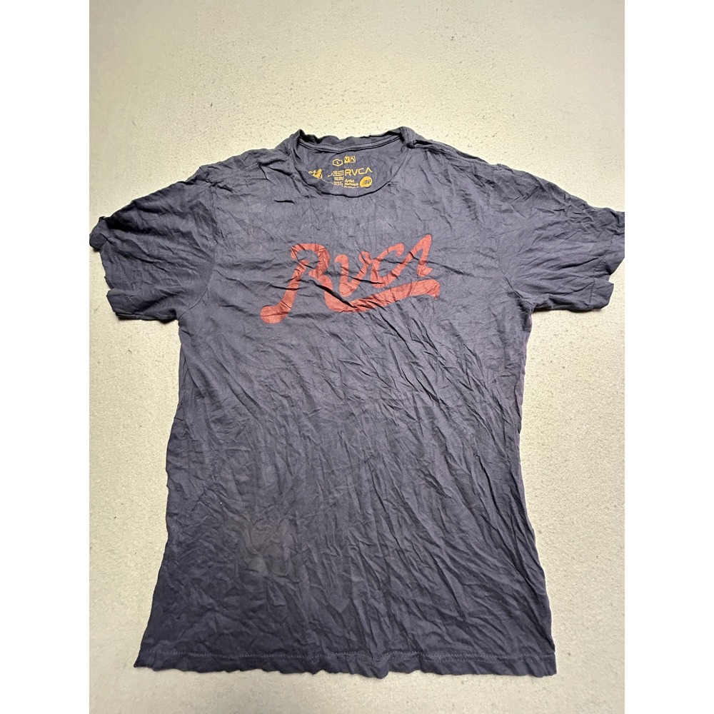 RVCA T-Shirt Cotton Navy Blue Large Mens